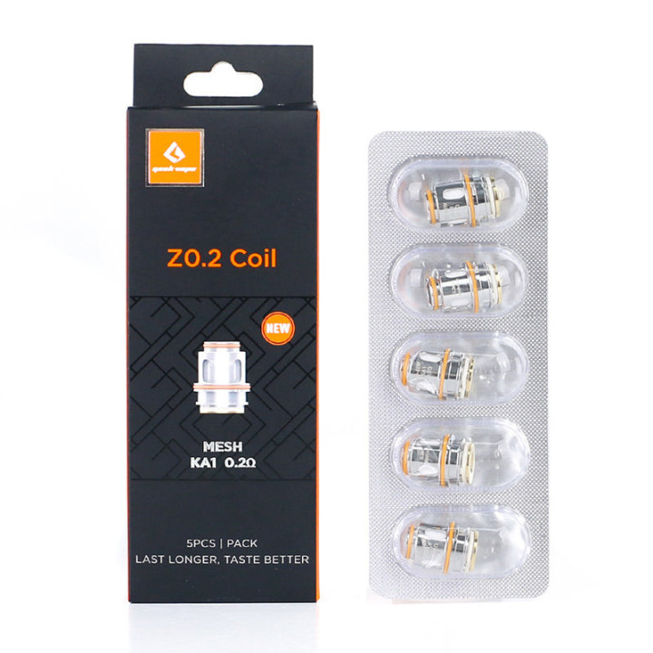 Boîte de 5 résistances Z Series Geekvape Mesh KA1 0.2 ohm et son blister, nouvel emballage