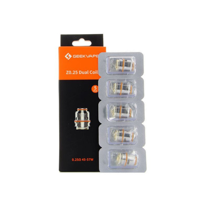 Boîte de résistances Z Series Geekvape 0.25 ohm Dual et cinq têtes sous blister