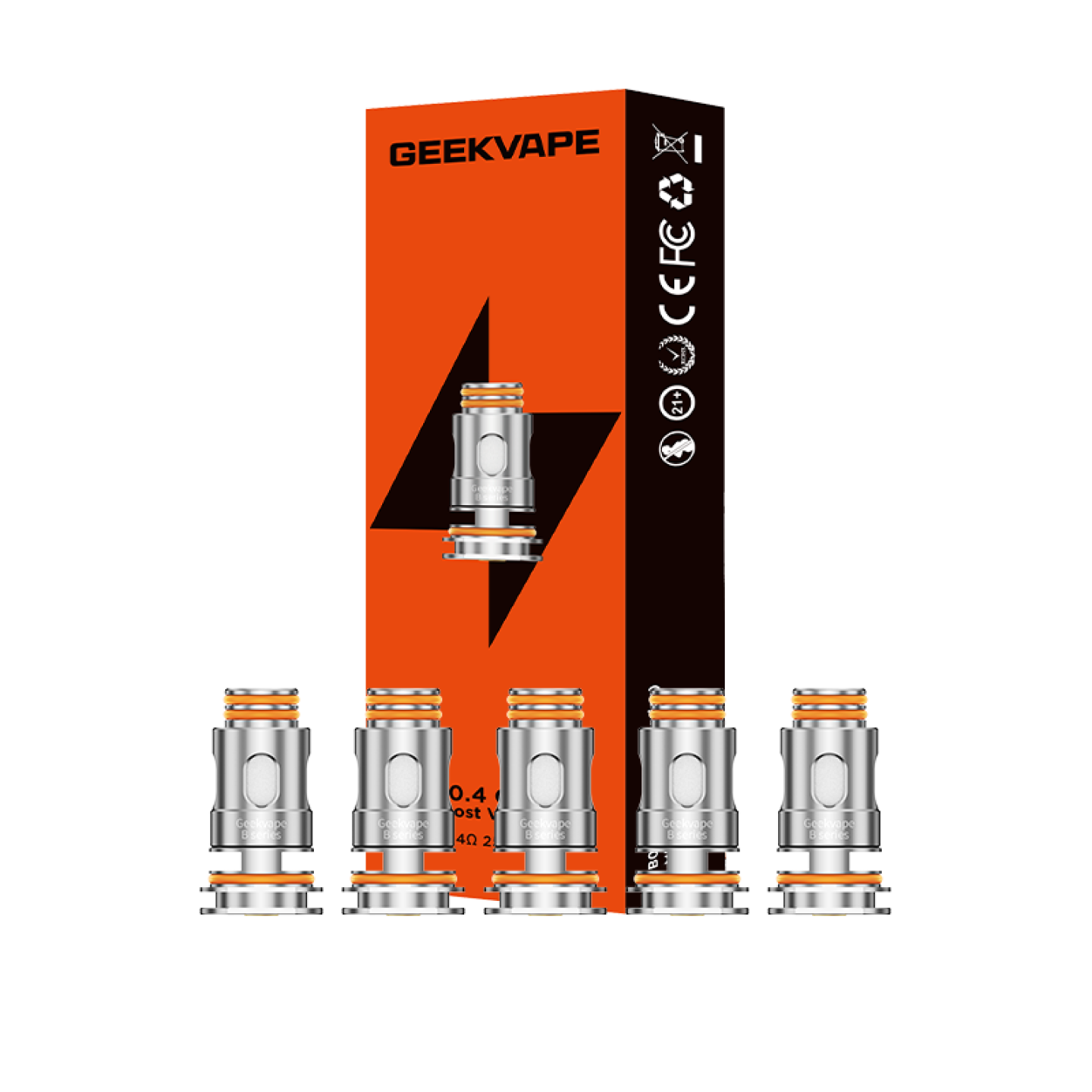 Boîte de 5 résistances B Boost Geekvape 0.4 ohm avec les résistances devant
