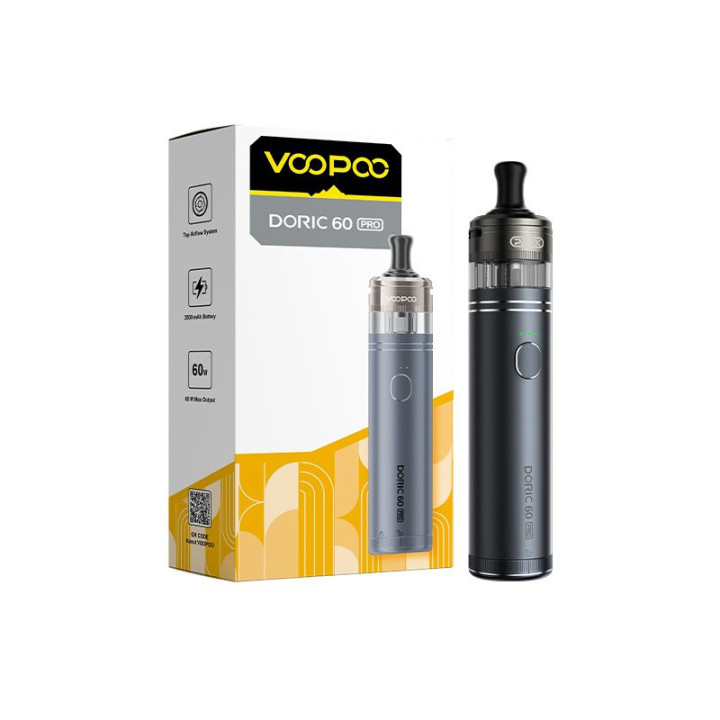 Kit Pod Doric 60 Pro Voopoo coloris Gray Metal, vue de face