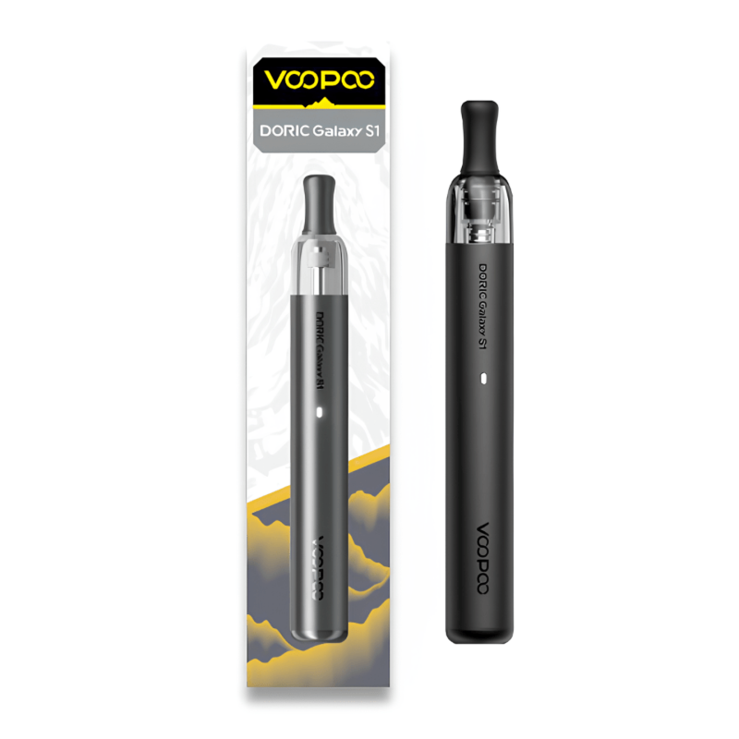 Kit Pod Doric Galaxy S1 Voopoo coloris Noir, avec son emballage