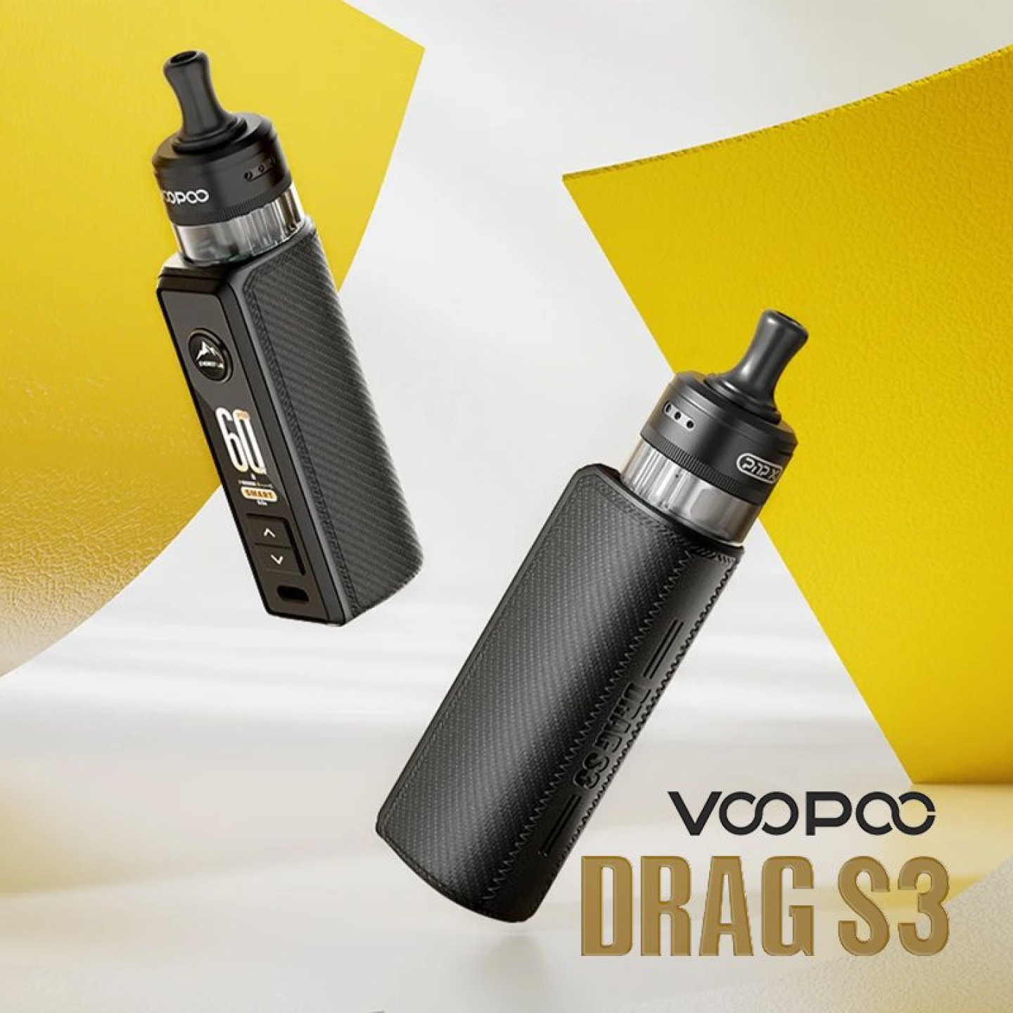Kit Pod Drag S3 Voopoo, deux vues du boîtier et de la cartouche
