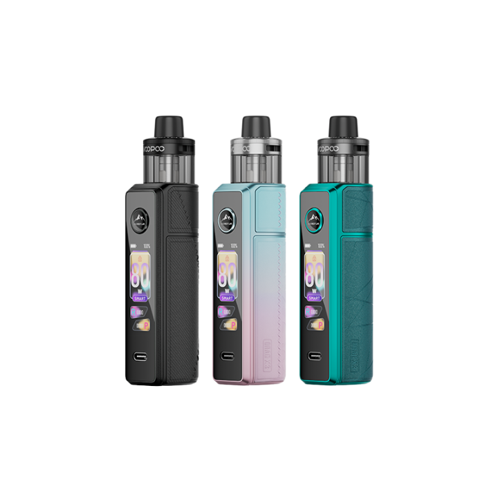 Nouveaux coloris du kit pod Drag X3 Voopoo : Carbon Fiber Black, Cherry Pink et Lake Green