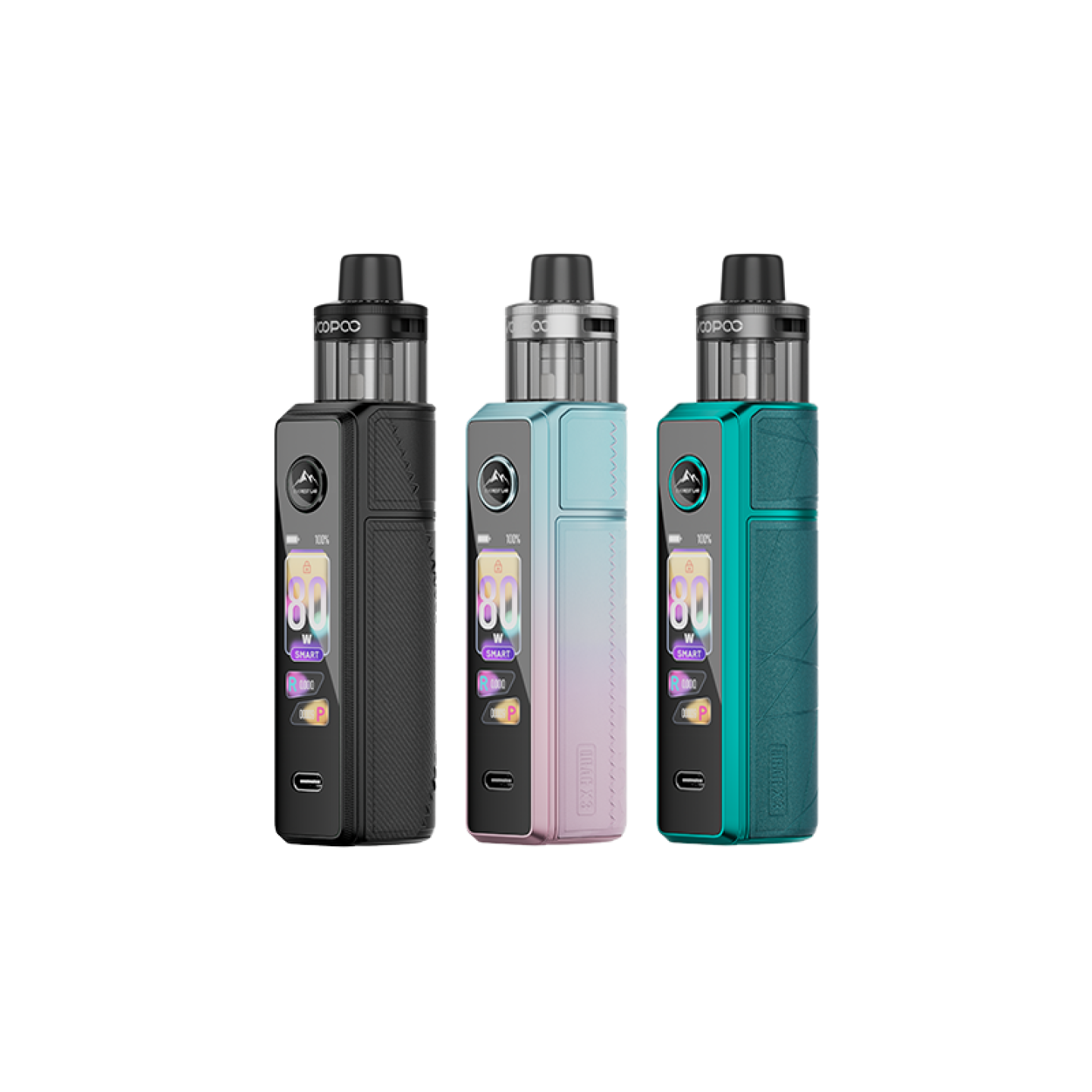 Nouveaux coloris du kit pod Drag X3 Voopoo : Carbon Fiber Black, Cherry Pink et Lake Green