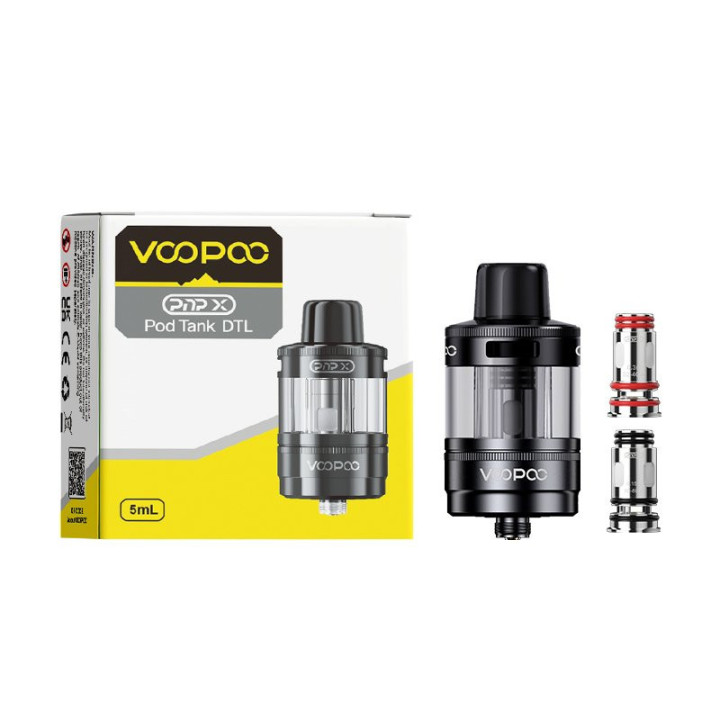 Boîte du clearomiseur PnP X DTL Voopoo coloris Black avec ses deux résistances