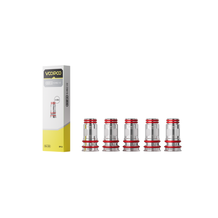 Résistance PnP X V2 Voopoo 0.45 ohm, pack de 5 avec son emballage