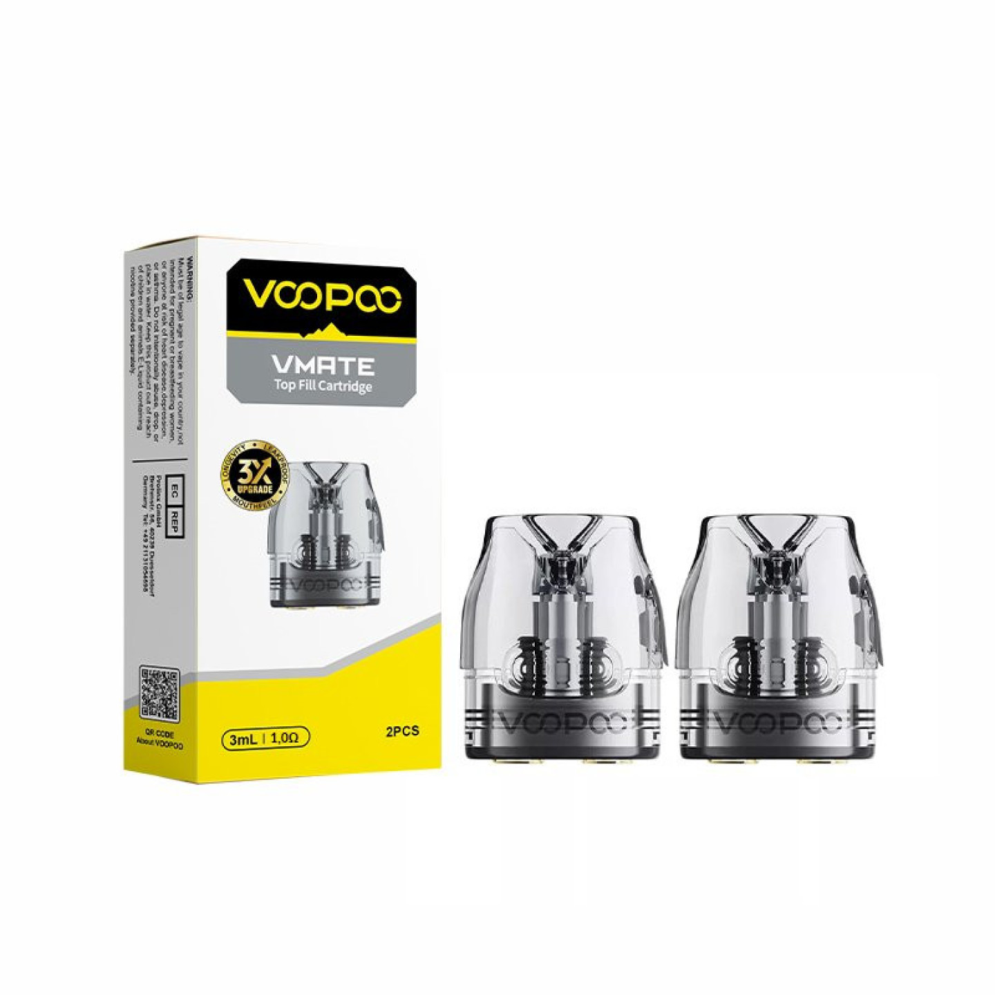Cartouche VMate V3 Voopoo 1 ohm et sa boîte