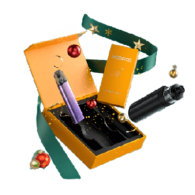 Coffret cadeau Drag X2 et Argus G2 Mini Voopoo, ouvert avec les deux appareils