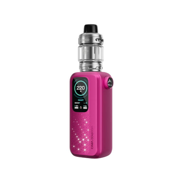 Kit Vinci Spark 220 Voopoo coloris Rose Red, vue de trois quarts