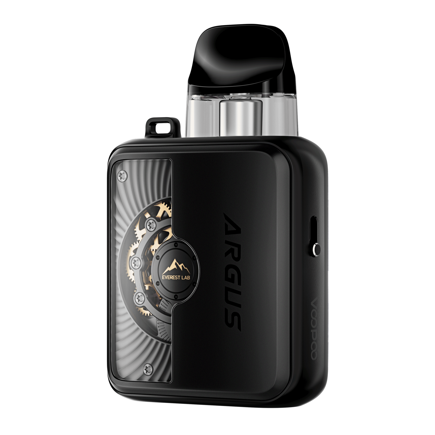 Détail de la finition métal brossé du kit Argus P3 Black Metal Edition Voopoo