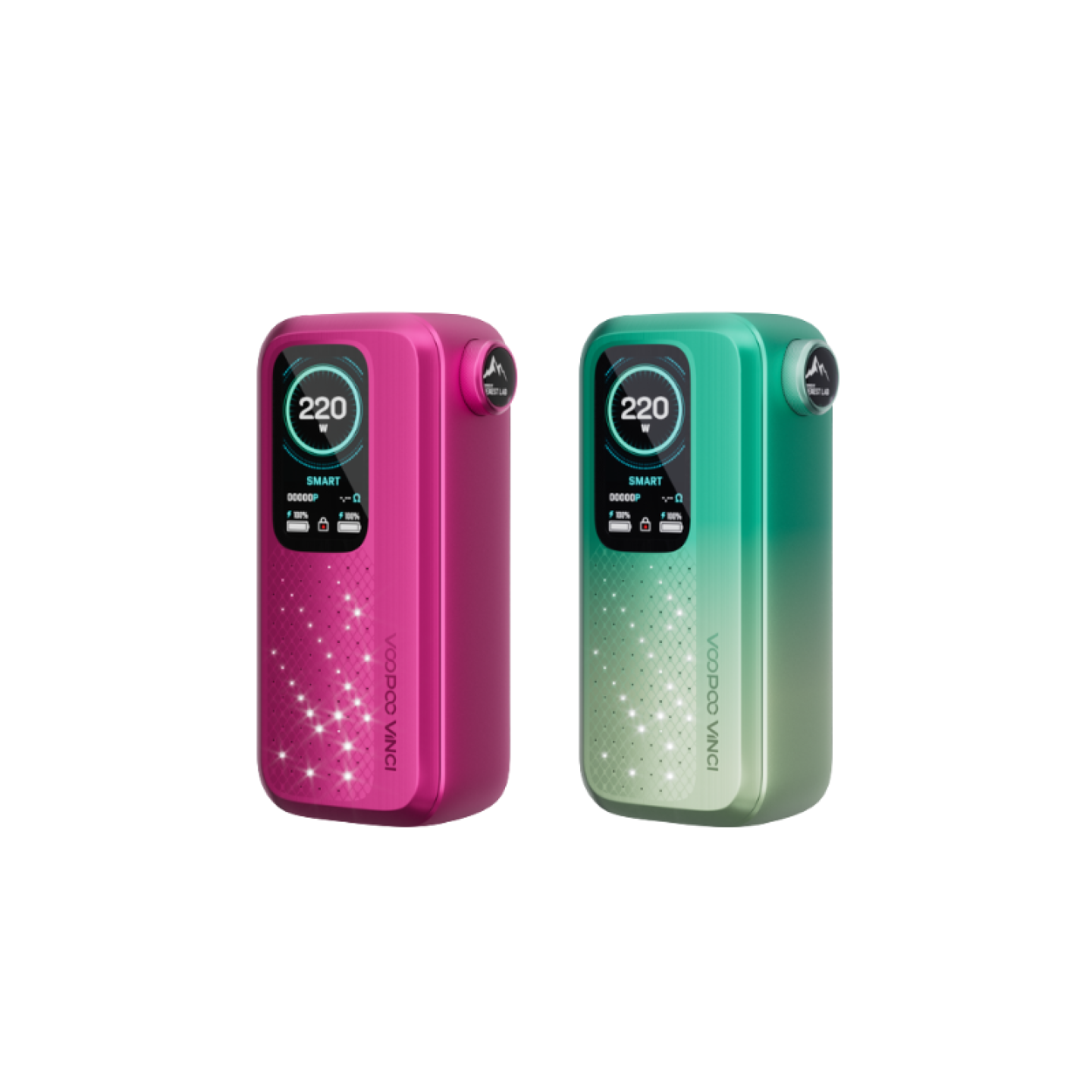 Box Vinci Spark 220 Voopoo, coloris Rose Red et Spring Green
