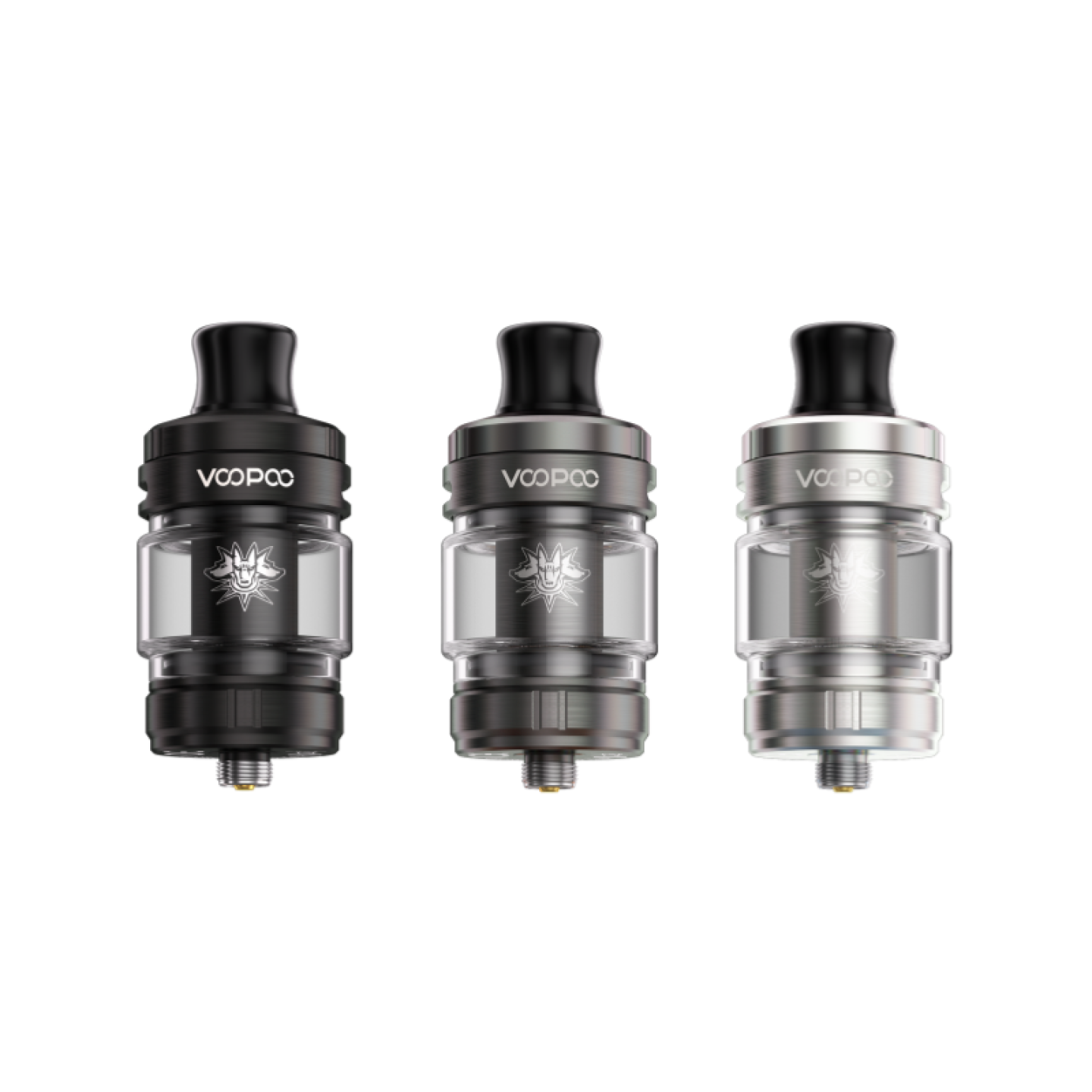 Clearomiseur Uforce-X Nano Voopoo, coloris Black, GunMetal et Silver côte à côte