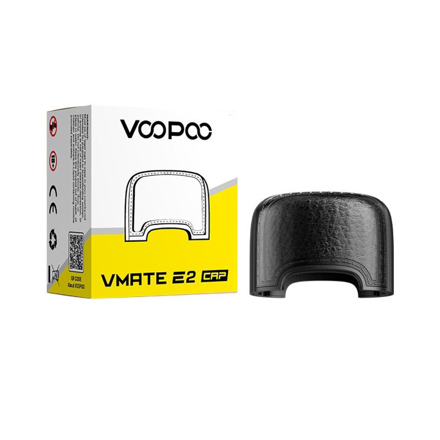 Capuchon VMate E2 Voopoo coloris Jet Black, avec son emballage