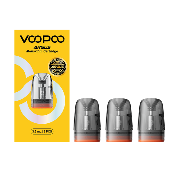 Boîte des cartouches Argus Multi-Ohm Voopoo avec les trois cartouches