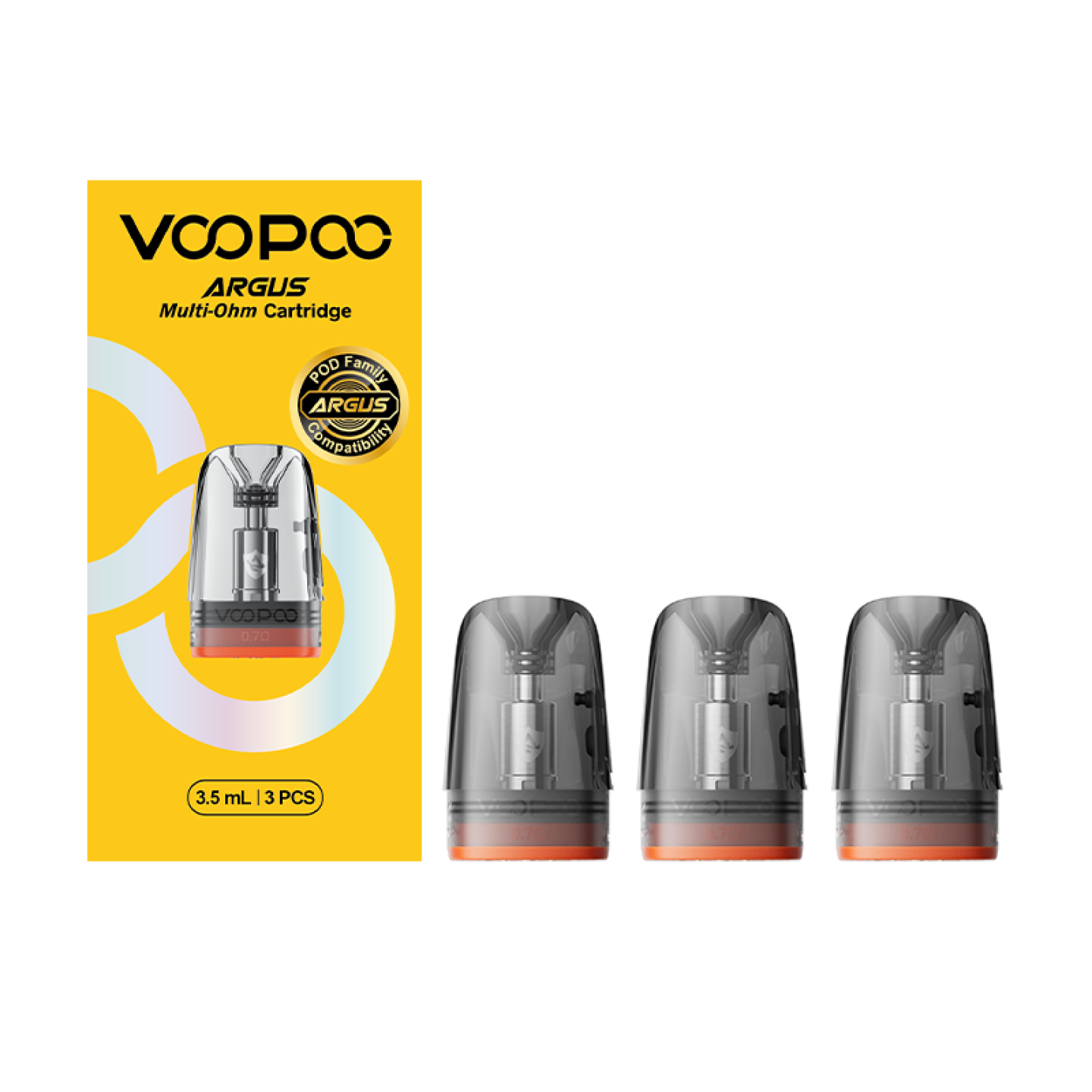 Boîte des cartouches Argus Multi-Ohm Voopoo avec les trois cartouches