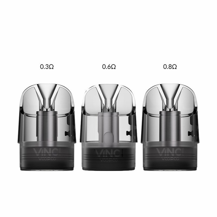 Cartouches Vinci E Voopoo 0.3, 0.6 et 0.8 ohm, comparaison