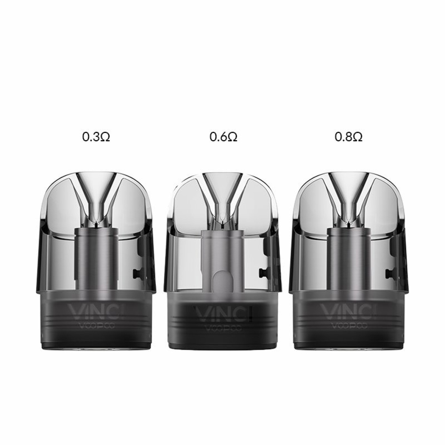Cartouches Vinci E Voopoo 0.3, 0.6 et 0.8 ohm, comparaison