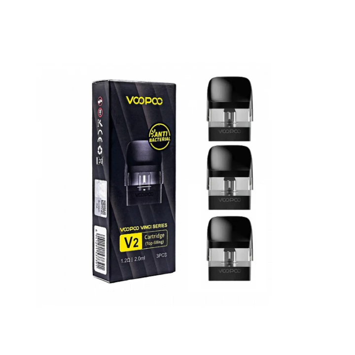 Cartouches Vinci V2 Voopoo 1.2 ohm, boîte et trois cartouches