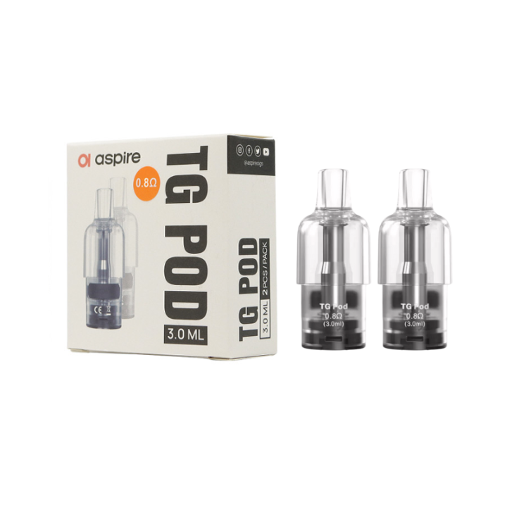 Boîte de 2 cartouches TG Pod Aspire 0.8 ohm 3 ml avec les cartouches