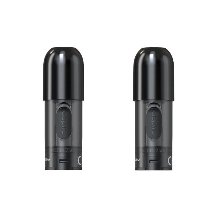 Deux cartouches Vilter Pro Aspire noires avec capuchon, vue de face