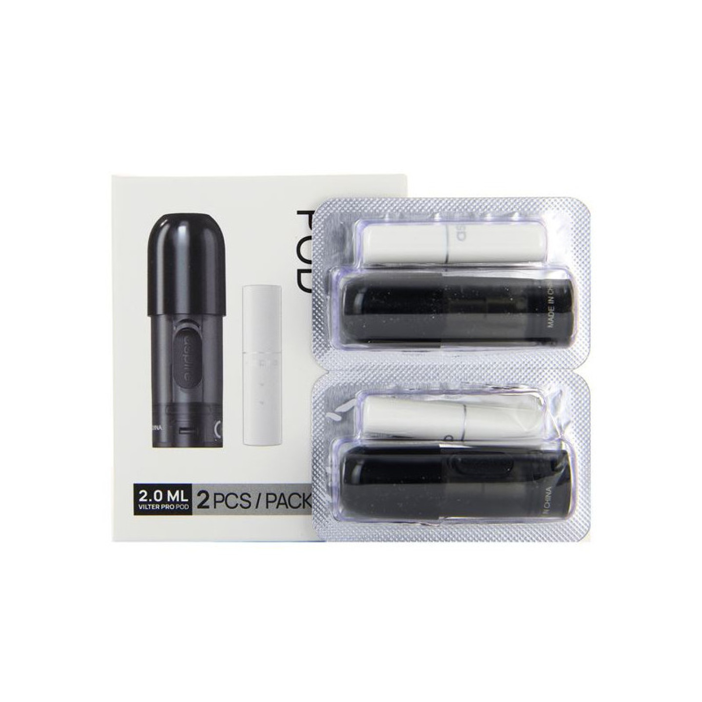 Boîte de 2 cartouches Vilter Pro Aspire 2 ml avec embouts filtres sous blister