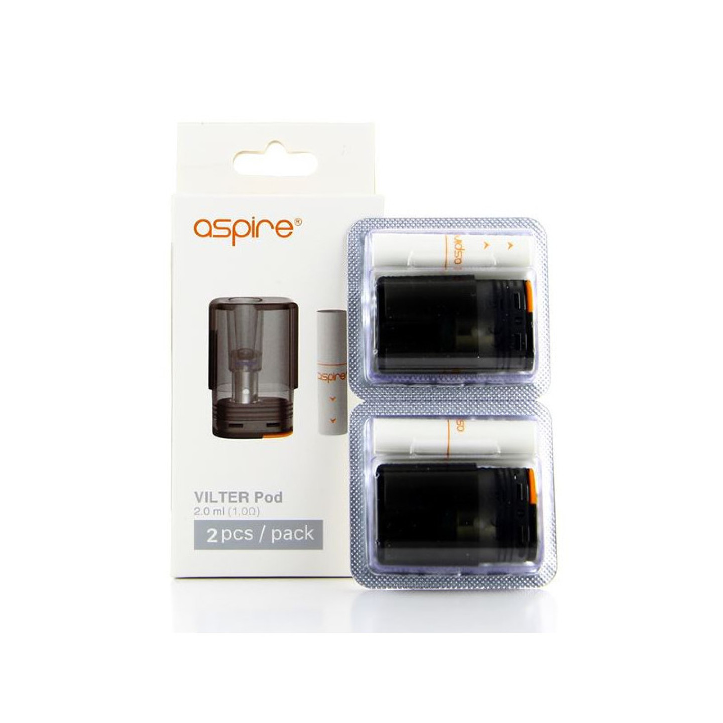 Boîte de 2 cartouches Vilter Aspire 2 ml 1 ohm avec embouts filtres sous blister