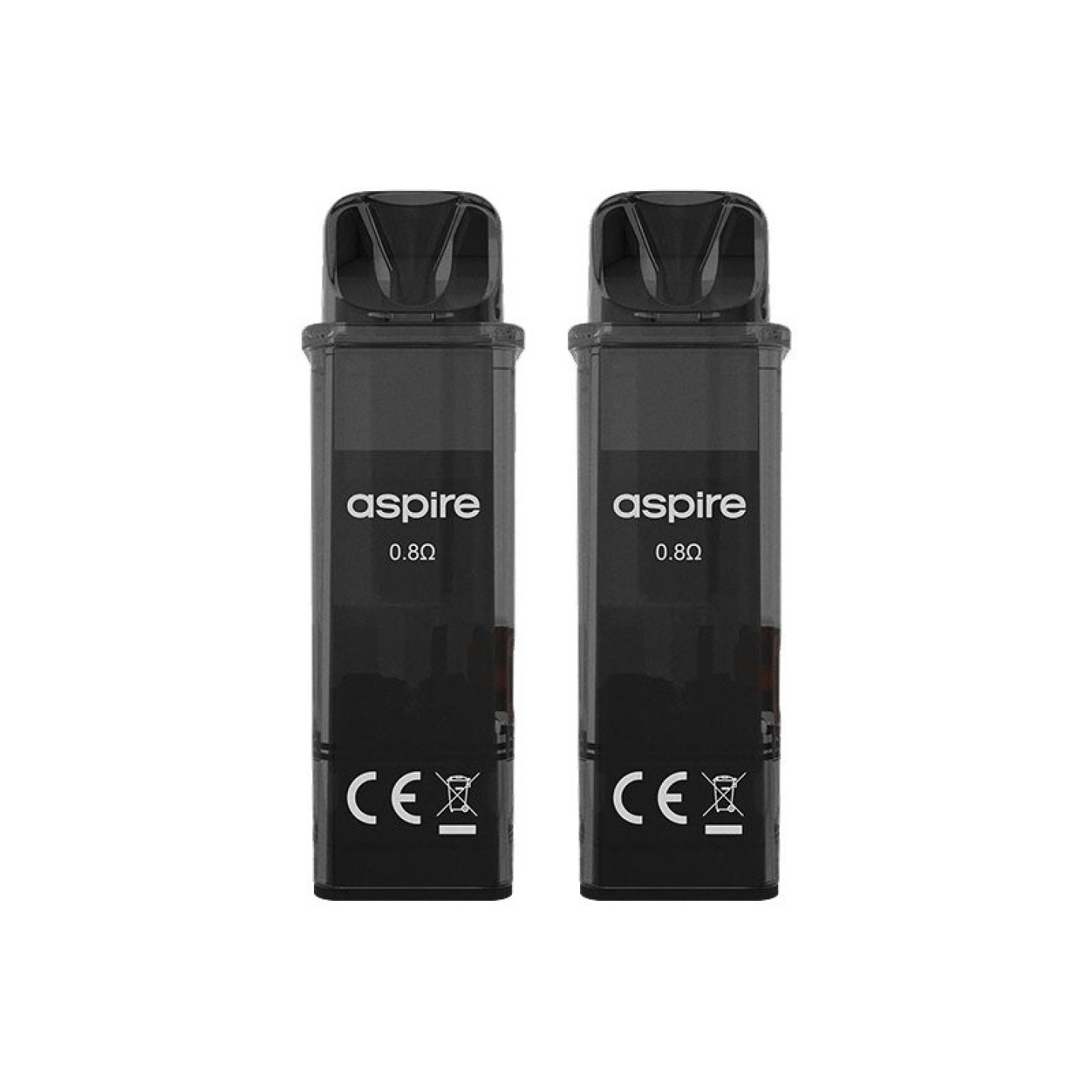 Deux cartouches Gotek Aspire 0.8 ohm teintées noires, vue de face