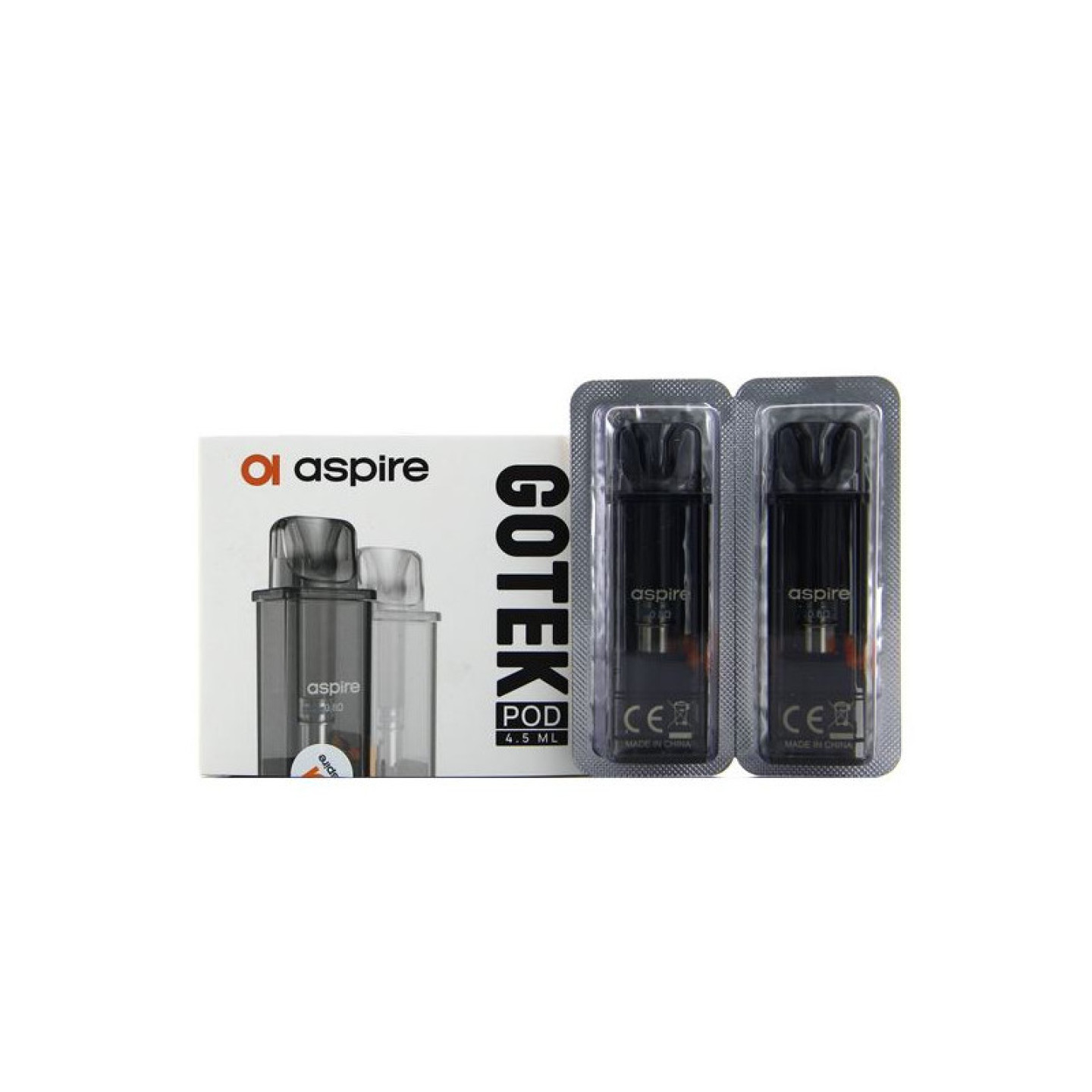 Emballage des cartouches Gotek Aspire avec les deux pods sous blister