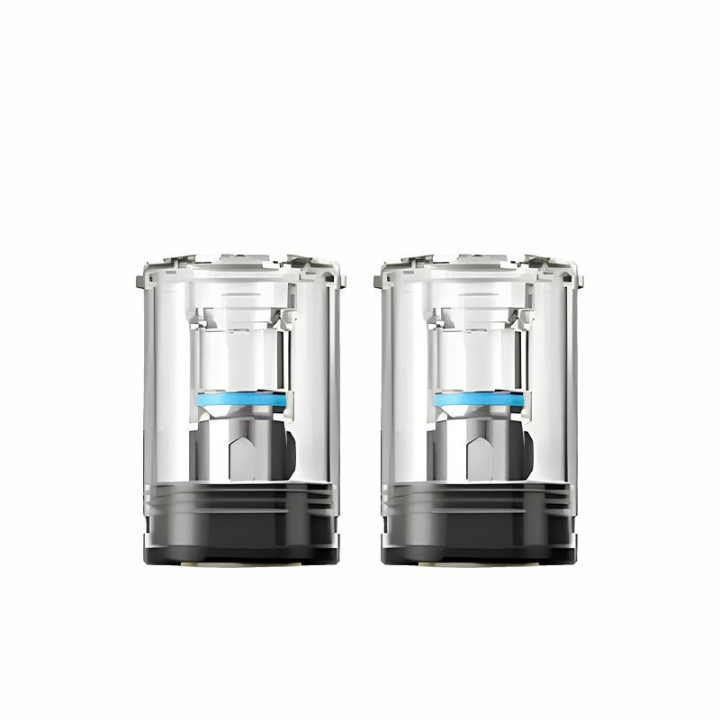 Deux cartouches Magnum Aspire transparentes à joint bleu, vue de face