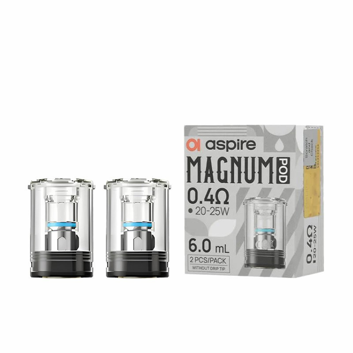 Boîte grise Magnum Pod 0.4 ohm 6 ml Aspire avec ses deux cartouches