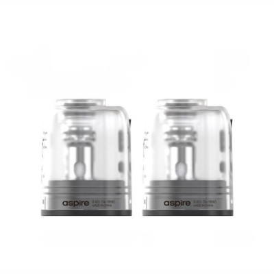 Deux cartouches Fluffi Aspire 0.6 ohm transparentes, vue de face