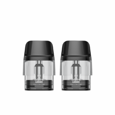 Deux cartouches Loomix Aspire 0.4 ohm à capuchon noir, vue de face