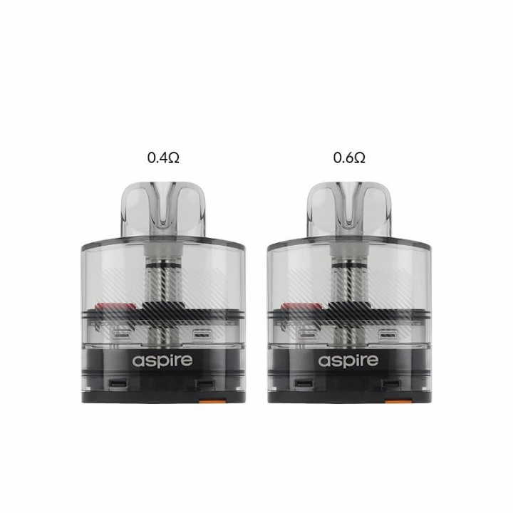 Cartouches Avata Aspire 0.4 ohm et 0.6 ohm côte à côte, vue de face