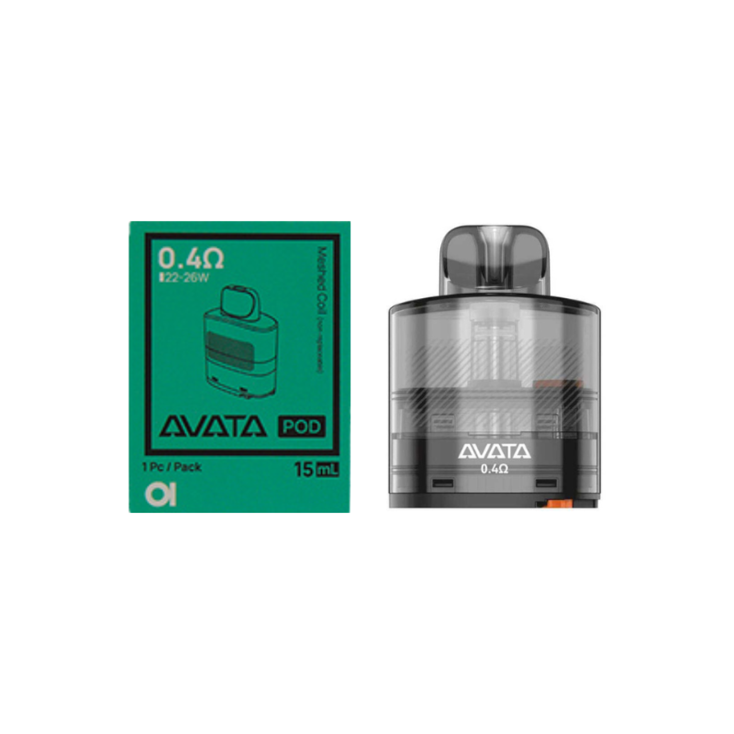 Boîte verte de la cartouche Avata Pod 0.4 ohm Aspire et cartouche marquée 0.4 ohm