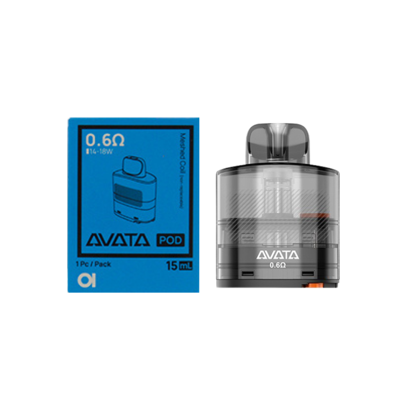Boîte bleue de la cartouche Avata Pod 0.6 ohm Aspire et cartouche marquée 0.6 ohm