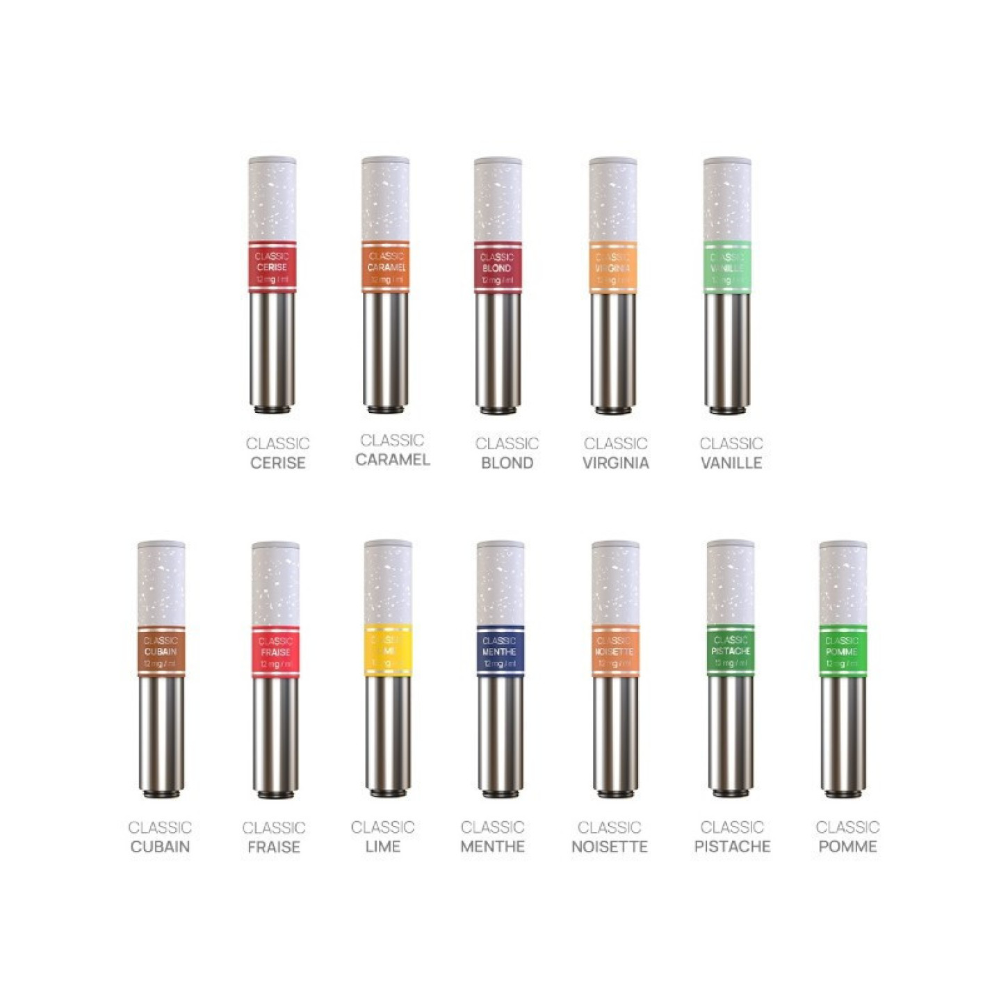 Gamme Classic des cartouches Nexi One Aspire en 12 mg, une cartouche par saveur