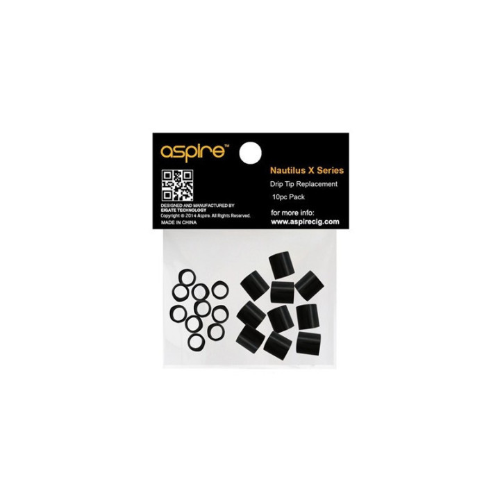 Sachet Aspire de 10 drip tips noirs Nautilus X / PockeX avec leurs joints