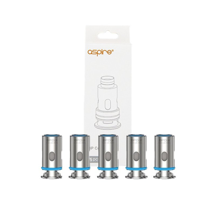 Boîte de 5 résistances BP Aspire 0.3 ohm avec les têtes devant