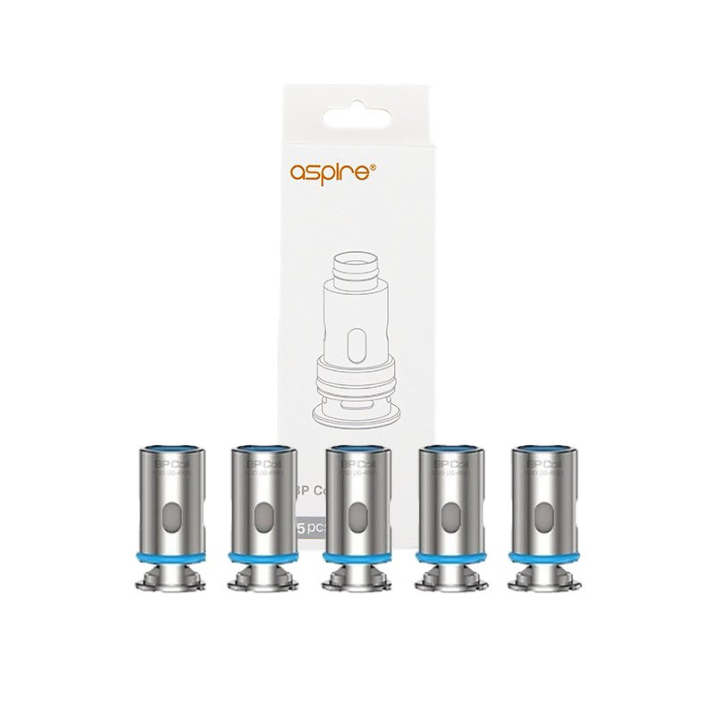 Boîte de 5 résistances BP Aspire 0.3 ohm avec les têtes devant