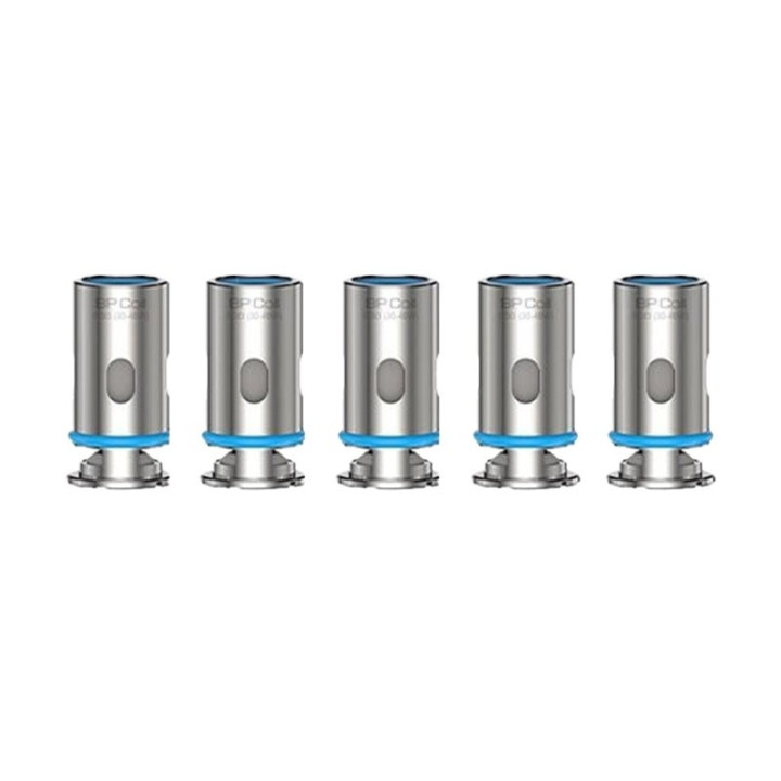 Cinq résistances BP mesh Aspire alignées, vue de face