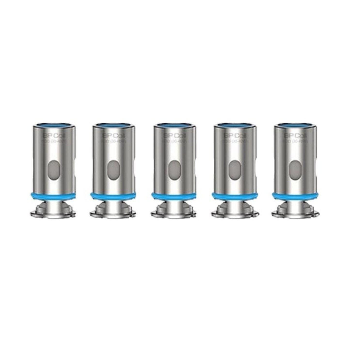 Cinq résistances BP mesh Aspire alignées, vue de face