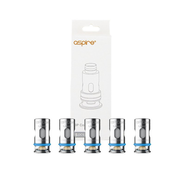 Boîte de résistances BP mesh Aspire 0.15 ohm et ses cinq têtes