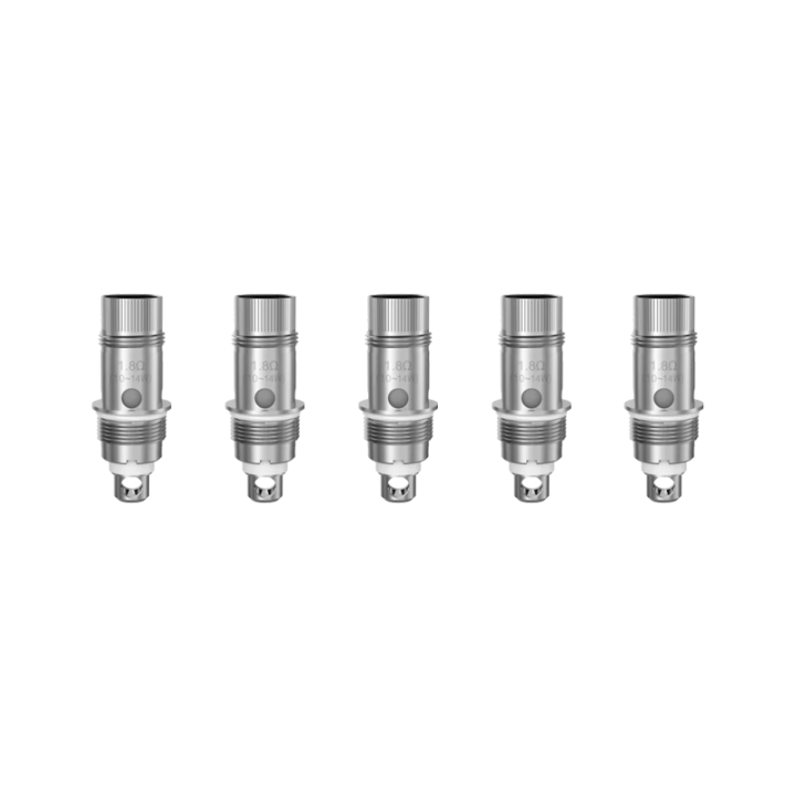 Cinq résistances Nautilus BVC 1.8 ohm Aspire alignées