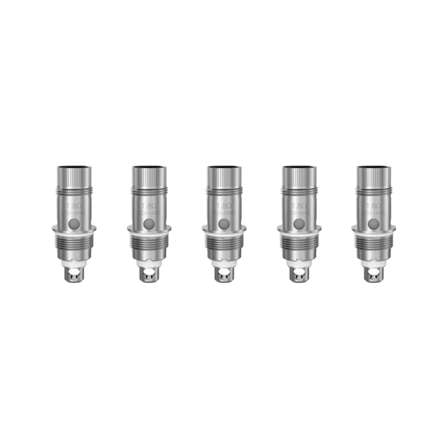 Cinq résistances Nautilus BVC 1.8 ohm Aspire alignées