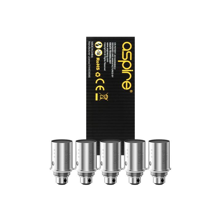Boîte de 5 résistances BVC Aspire 1.6 ohm et ses têtes