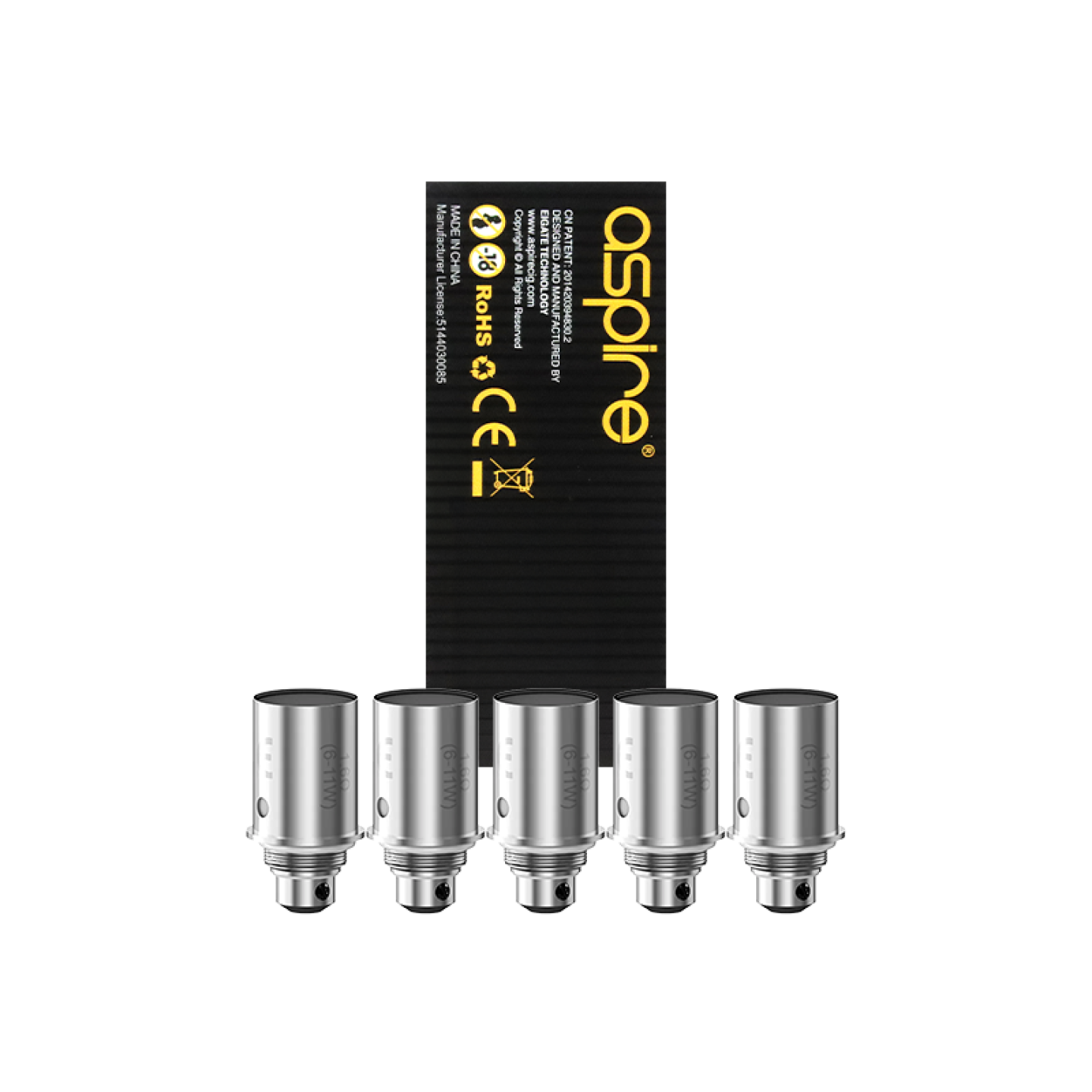 Boîte de 5 résistances BVC Aspire 1.6 ohm et ses têtes