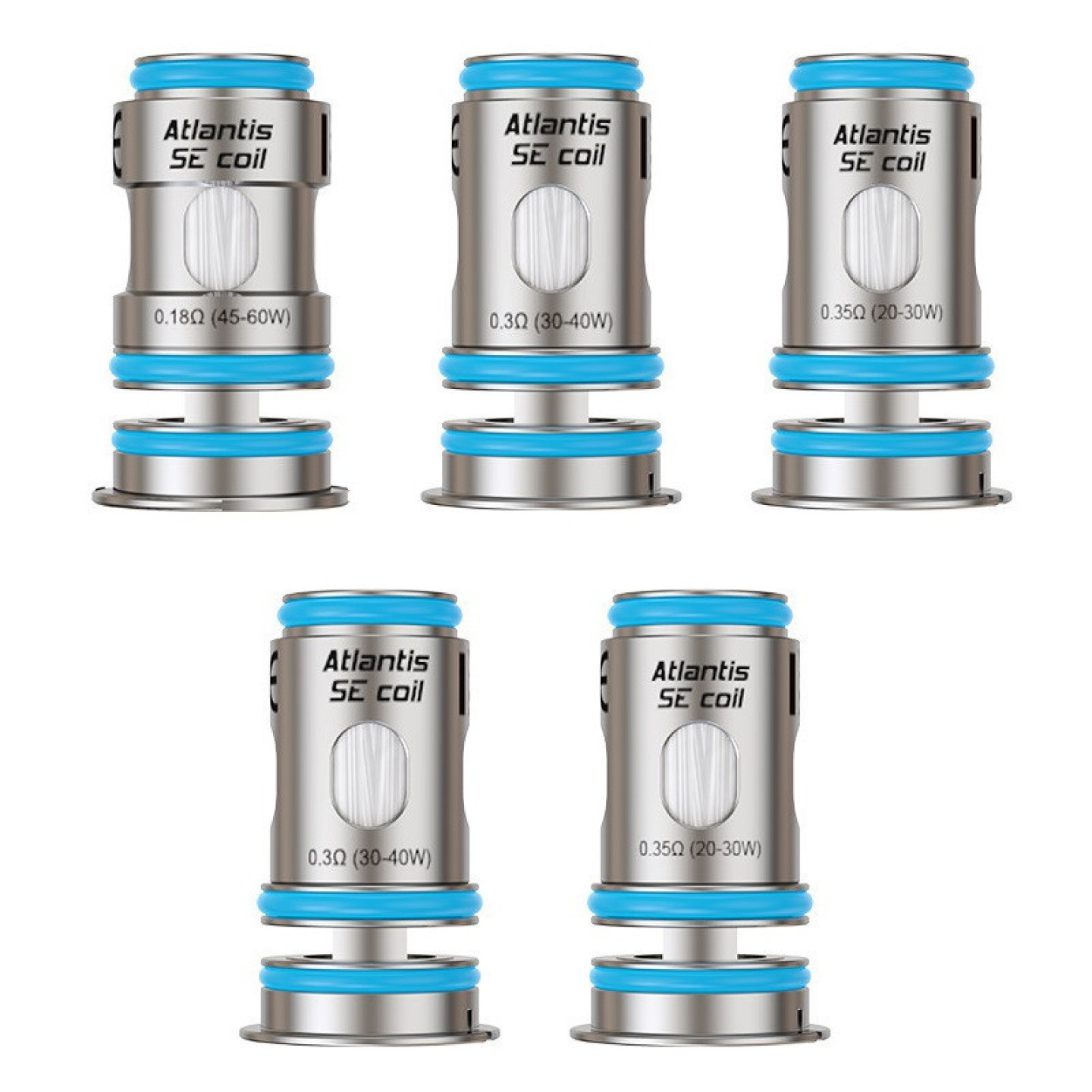 Résistances Atlantis SE Aspire 0.18, 0.3 et 0.35 ohm, valeurs gravées
