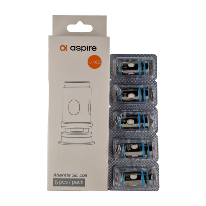 Boîte de 5 résistances Atlantis SE Aspire 0.18 ohm et son blister