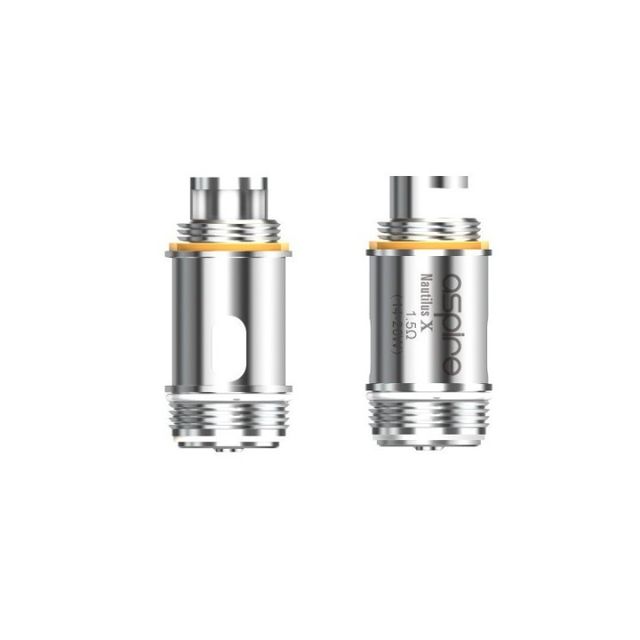 Résistance Nautilus X Aspire en gros plan, joint orange et gravure du modèle
