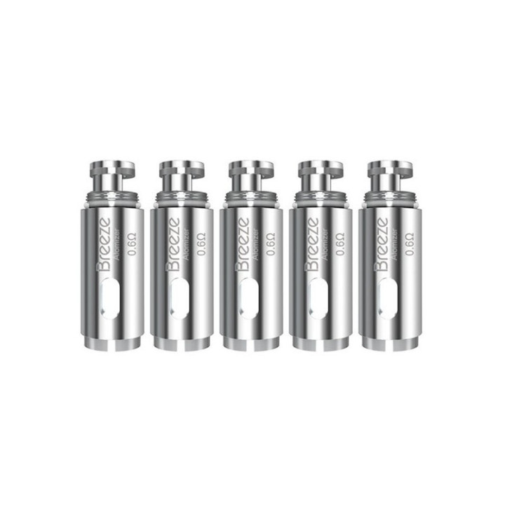 Cinq résistances U-Tech Breeze Aspire 0.6 ohm, vue de face
